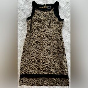 Lennie LNY Linen Blend Leopard Print Sleeveless Sheath Dress Size 10